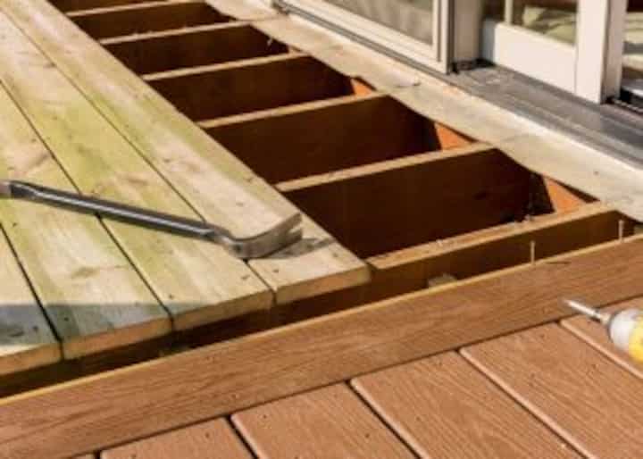 Deck repairs are being made to a deck on a Asheville residential property.